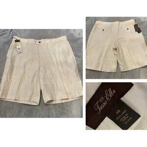 New! Tasso Elba Island Men's Natural Linen Cream Shorts 3345